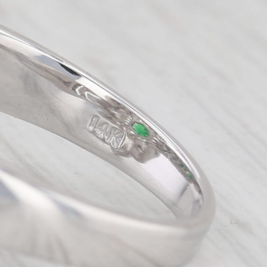 Light Gray 1.40ctw Oval Green Tsavorite Diamond Floral 14k White Gold Ring Size 7.25