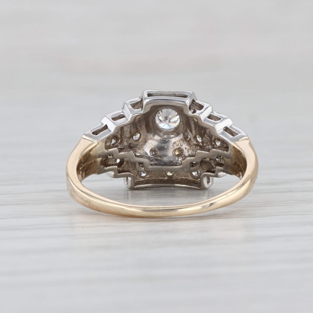 Vintage 0.28ctw Diamond Wedding Band Engagement Ring Bridal Set 14k Gold Sz 4.75