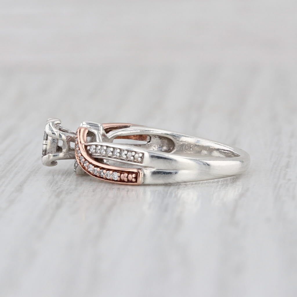 0.17ctw Diamond Cluster Engagement Ring 10k Rose Gold Sterling Silver Size 6.25