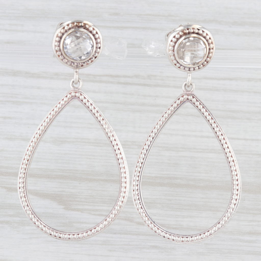 Light Gray Slane & Slane 4ctw Colorless White Topaz Teardrop Earrings Sterling Silver