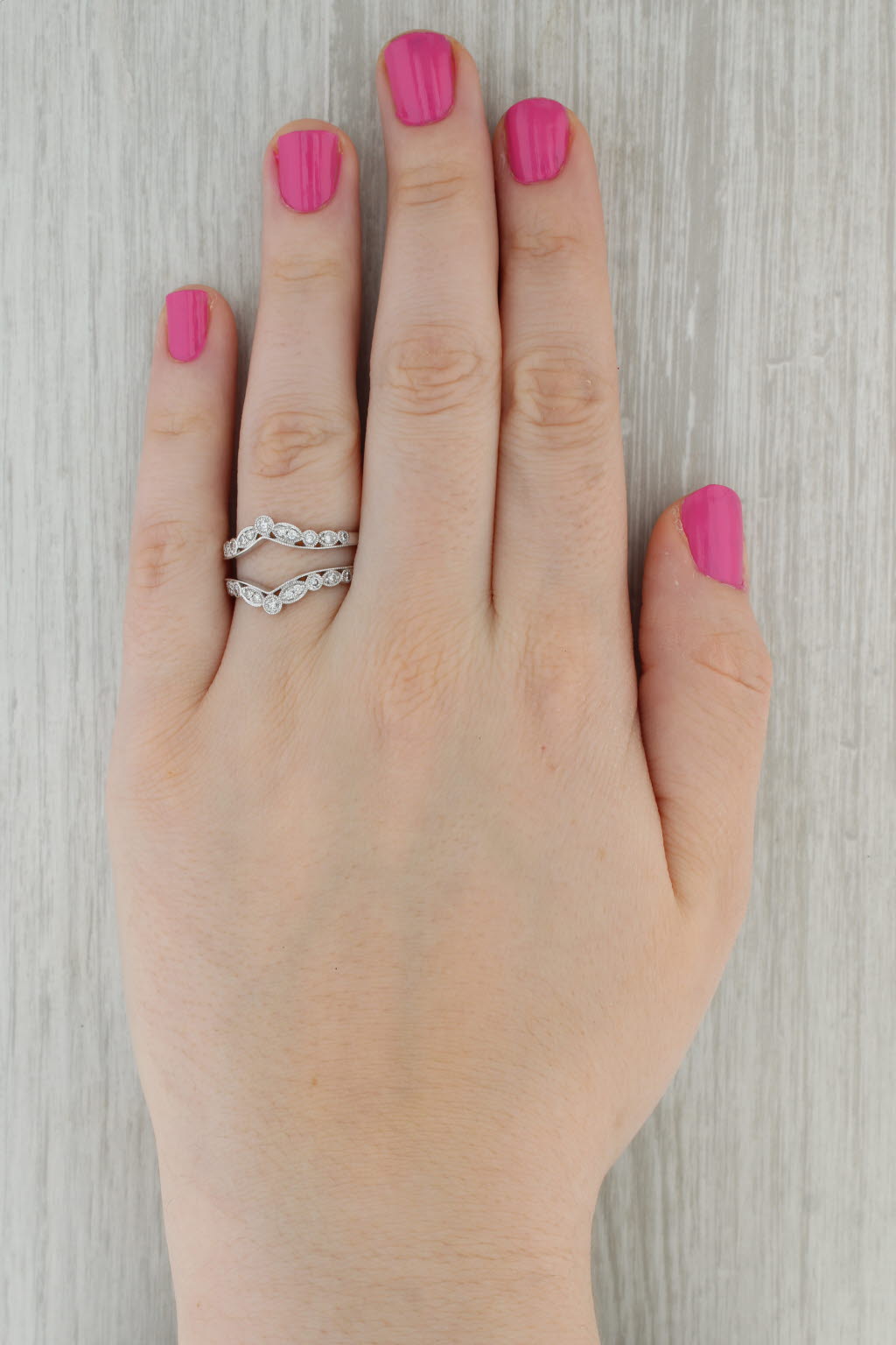 Dark Gray 0.40ctw Diamond Ring Enhancer Jacket 14k White Gold Size 9.5 Wedding Bridal