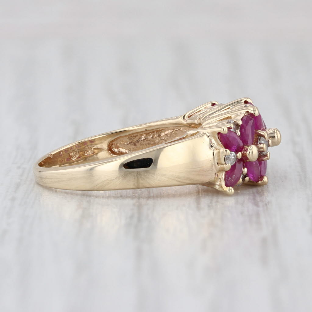 1.68ctw Ruby Flower Ring 14k Yellow Gold Size 7.25 Cluster