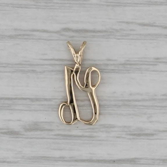 Scripted Letter U Pendant 14k Yellow Gold Small Initial Drop