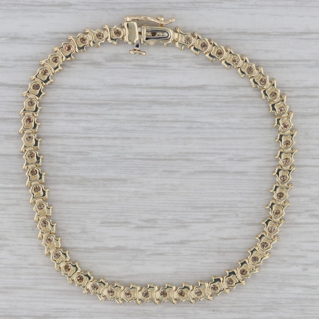 Gray 1.80ctw Champagne Diamond 10k Yellow Gold 7" Tennis Bracelet