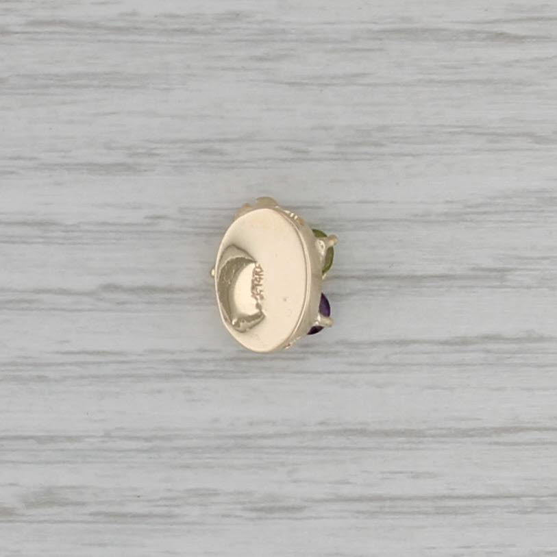 Vintage 0.48ctw Amethyst Peridot Flower Slide Bracelet Charm 14k Yellow Gold
