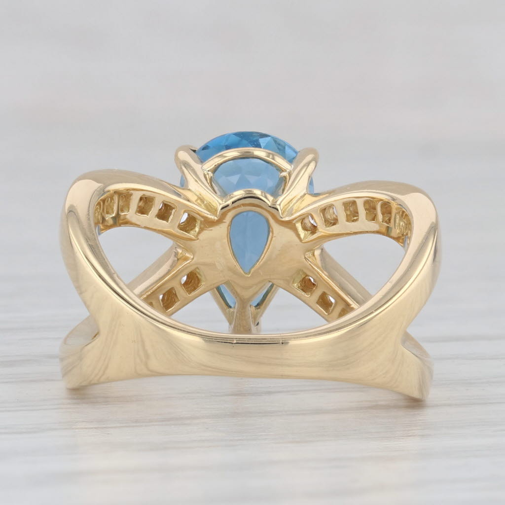 Light Gray 4.10ctw London Blue Topaz Teardrop Diamond Ring 18k Yellow Gold Size 7