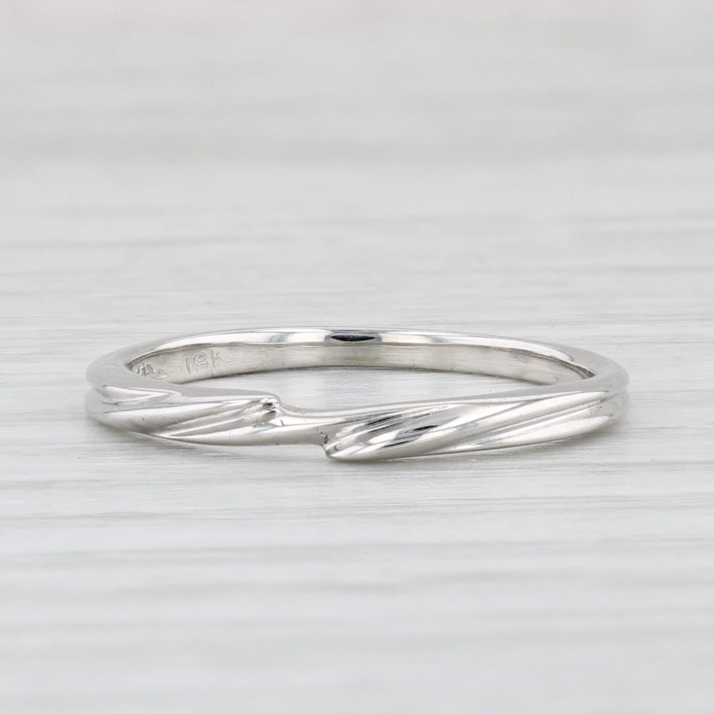 Light Gray Bypass Band 18k White Gold Size 5.75 Stackable Wedding Ring