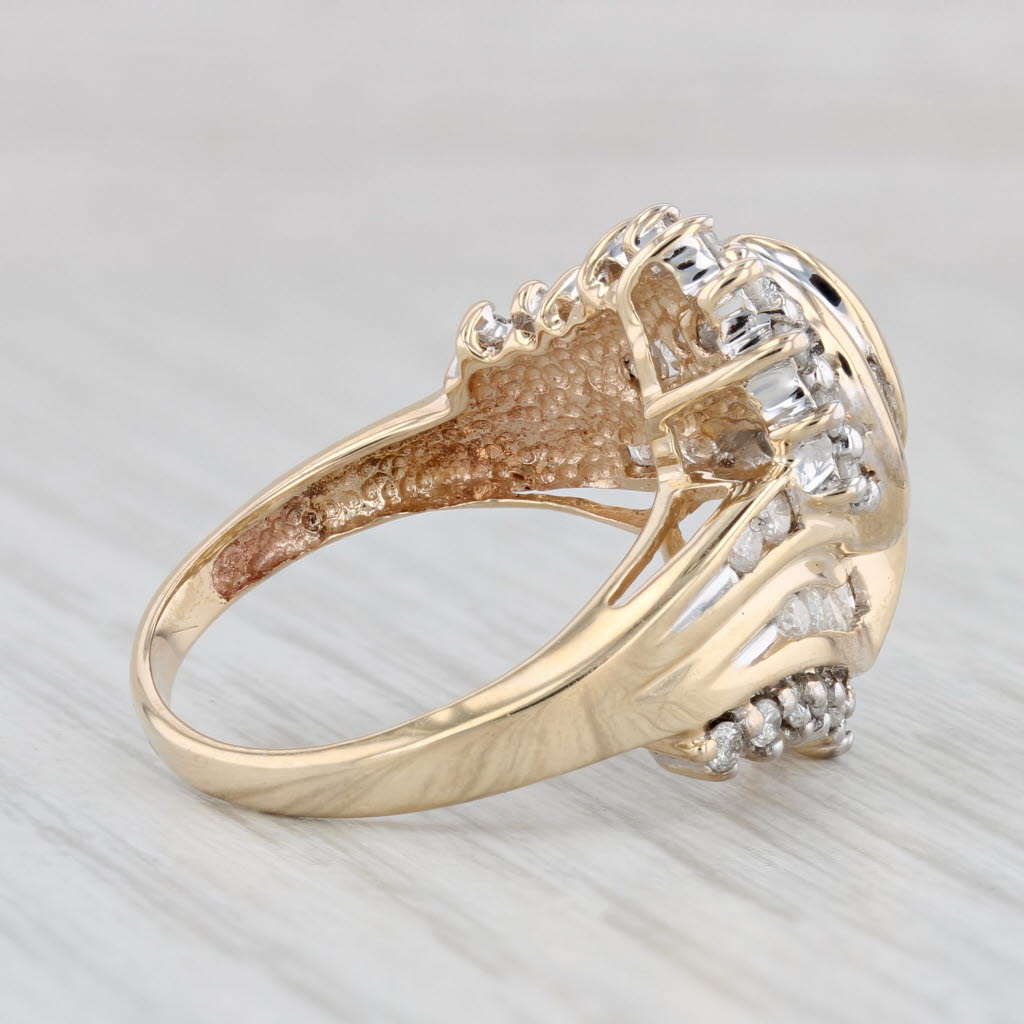 Light Gray 0.64ctw Diamond Knot Bypass Ring 10k Yellow Gold Size 7.25 Cocktail