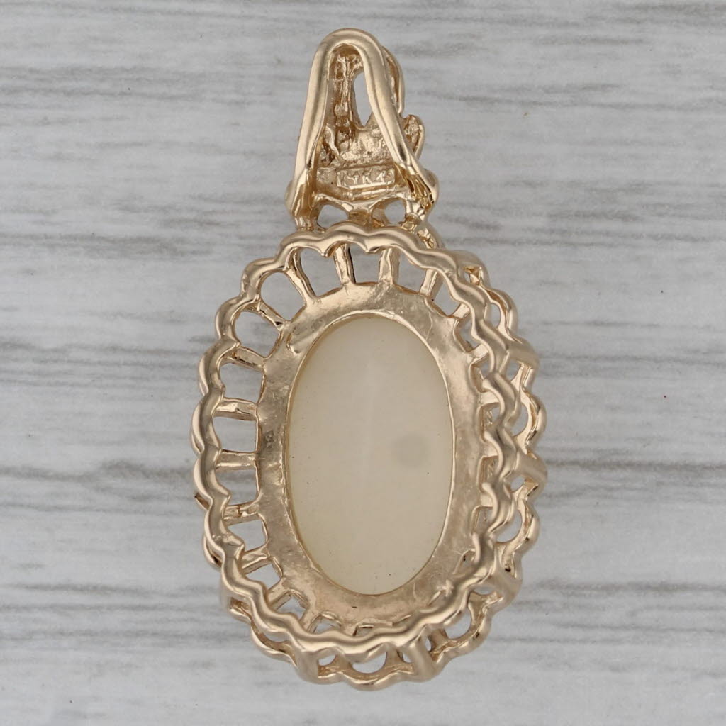 Dark Gray Opal Oval Cabochon Pendant 14k Yellow Gold