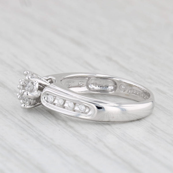0.63ctw Princess Diamond Halo Engagement Ring 14k White Gold Size 6.5