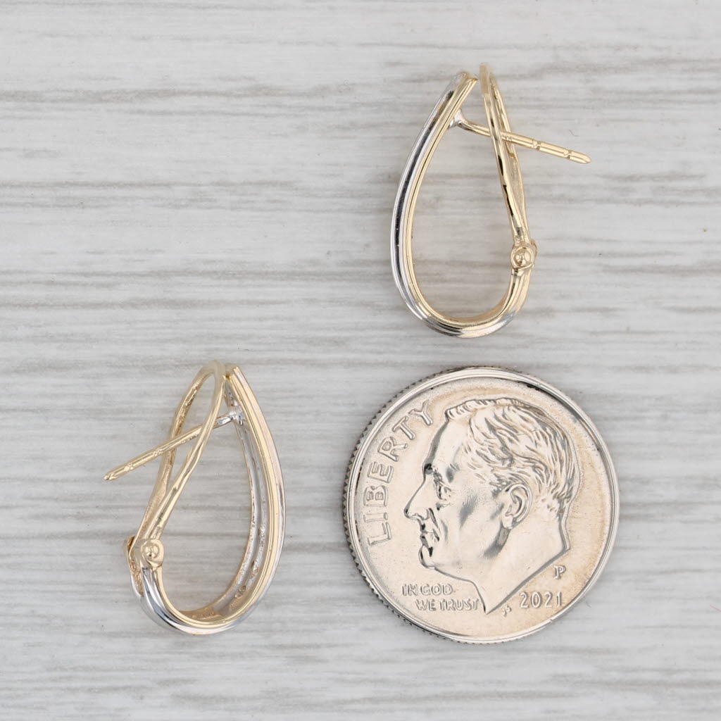 Gray 0.20ctw Diamond J-Hook Earrings 10k Yellow Gold Omega Backs Pierced Drops