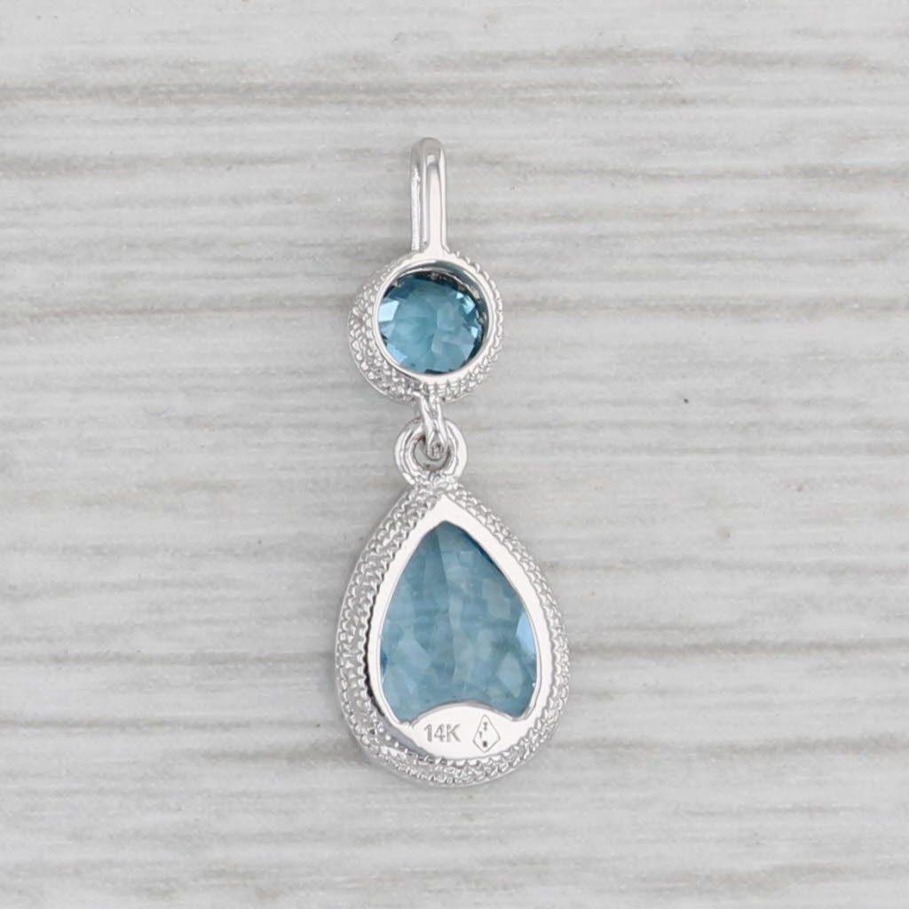 New 0.96ctw Blue Topaz Teardrop Pendant 14k White Gold