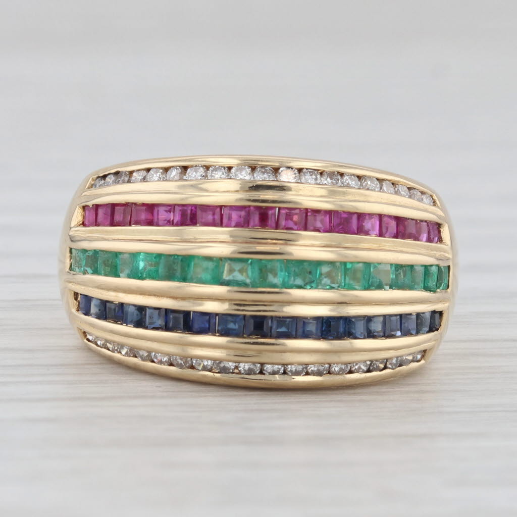 Light Gray Le Vian 0.88ctw Gemstone Ring 18k Gold Size 6.75 Ruby Emerald Sapphire Diamond