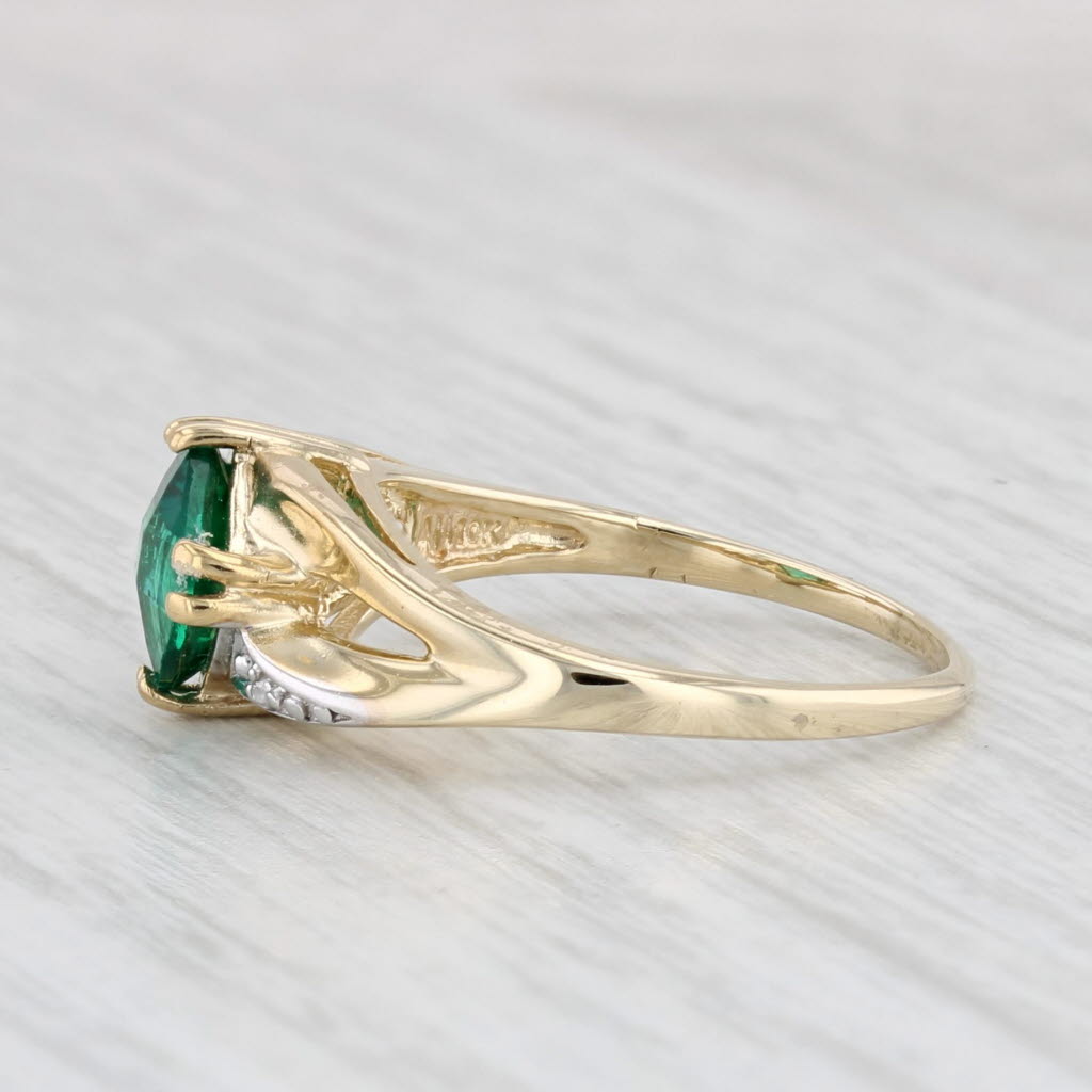 Light Gray 0.75ct Lab Created Emerald Diamond Ring 10k Yellow Gold Size 5.5
