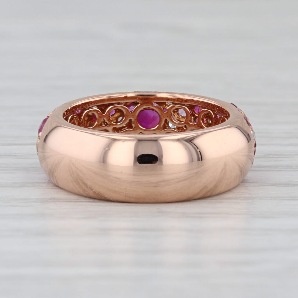 Danhier 2.05ctw Pink Sapphire Diamond Pave Ring 18k Rose Gold Size 6.75 Band