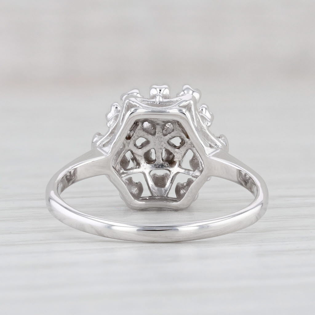 Light Gray 0.15ctw Diamond Cluster Ring 14k White Gold Size 7 Cocktail