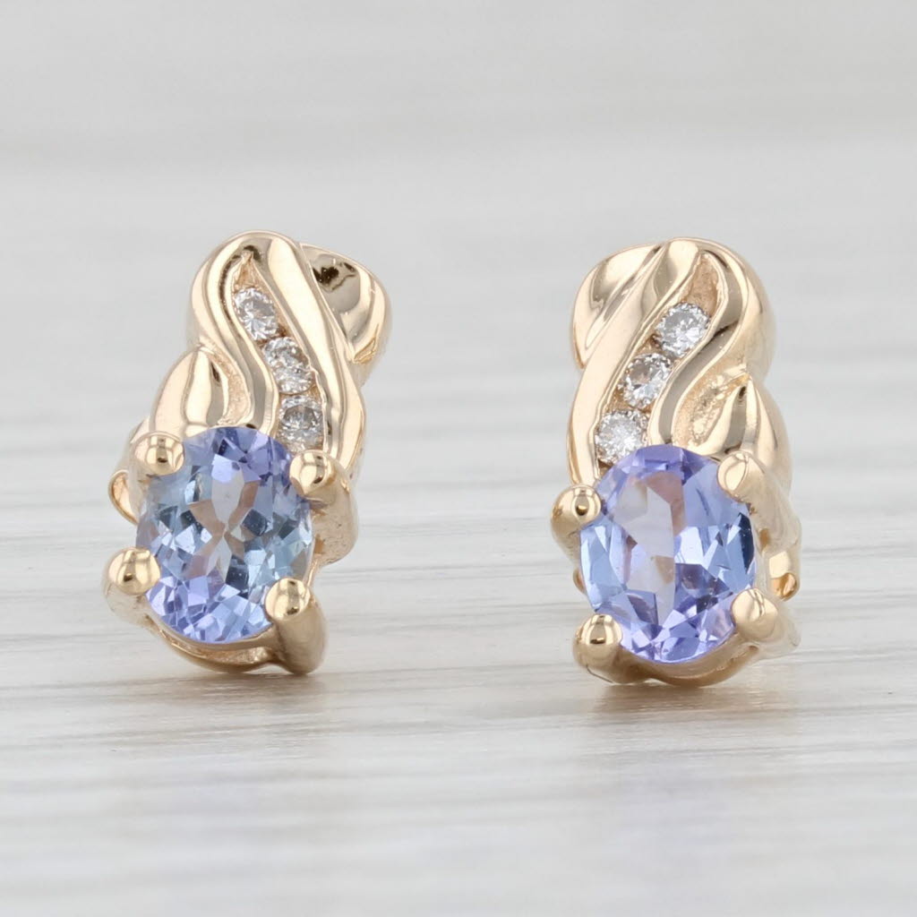 Light Gray 0.75ctw Tanzanite Diamond Stud Earrings 14k Yellow Gold