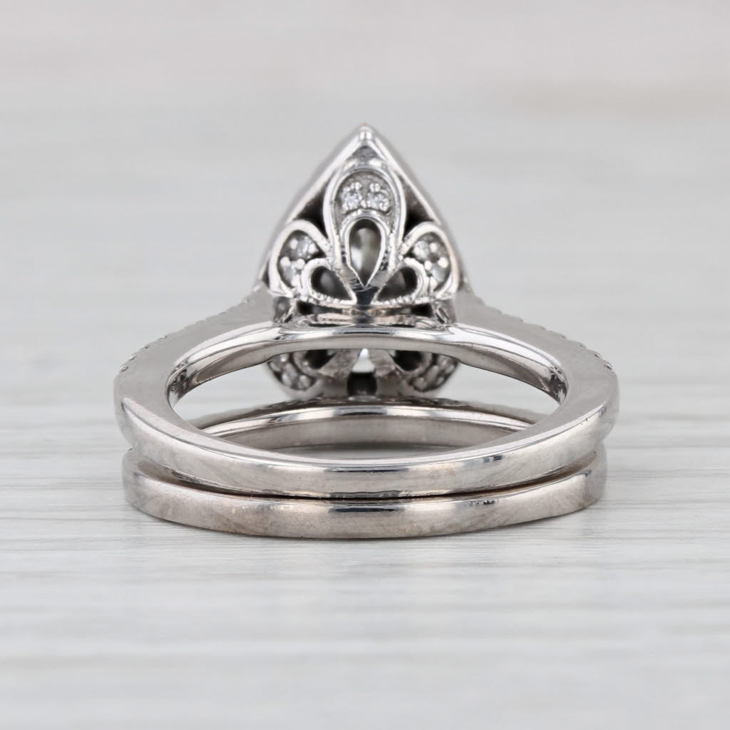 Gabriel EGL Pear Diamond Halo Engagement Ring Wedding Band Bridal Set 18k Gold