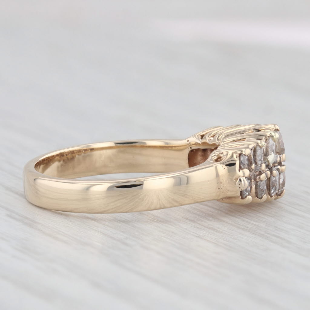 Light Gray 0.90ctw Diamond Tiered Pyramid Ring 10k Yellow Gold Stackable Anniversary