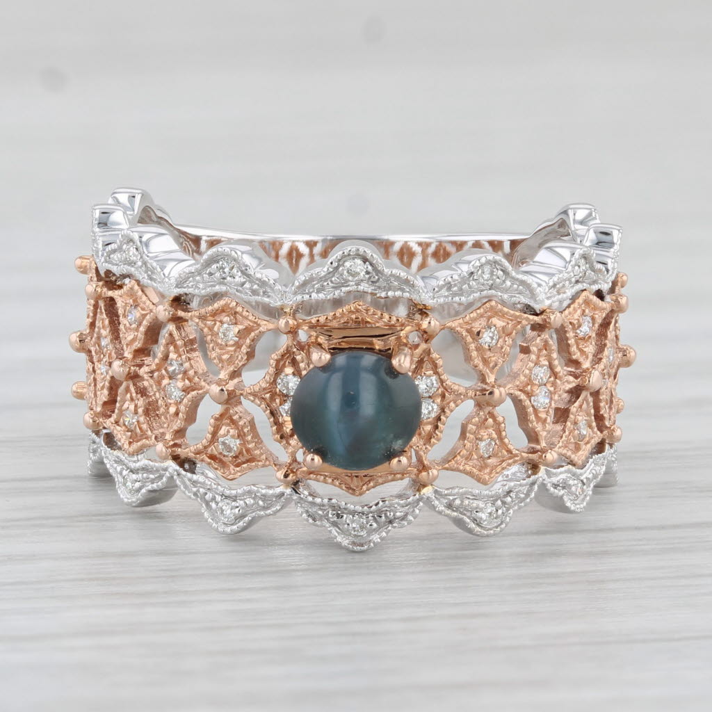 Light Gray New Blue Cat's Eye Alexandrite Diamond Ring 14k Gold Ring Sz 8.75 Cocktail Band