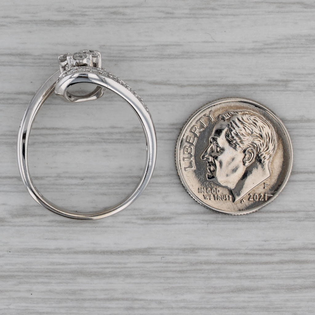 Dark Gray 0.50ctw Diamond Cluster Engagement Ring 14k White Gold Size 7 Bypass