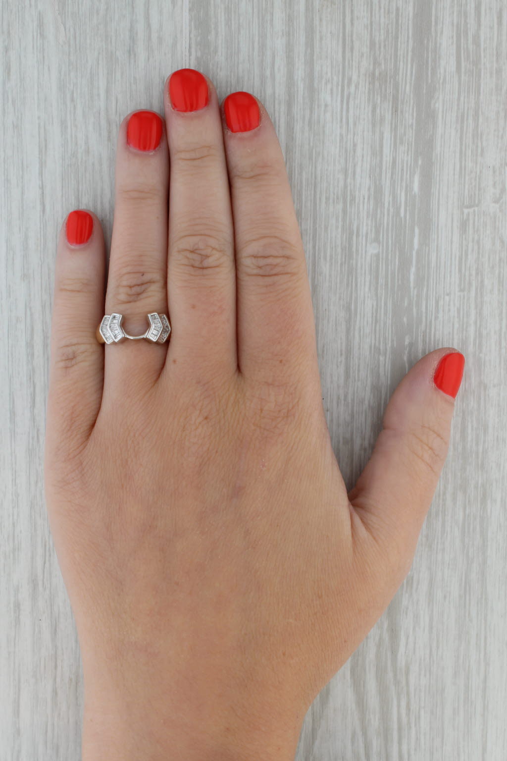 Rosy Brown 0.25ctw Diamond Ring Guard Jacket 14k Yellow Gold Wedding Band Size 6.5