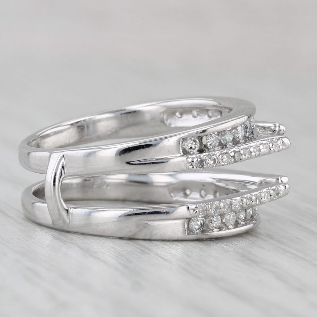 Gray 0.38ctw Diamond Enhancer Jacket Ring Guard 14k White Gold Size 6.75 Bridal