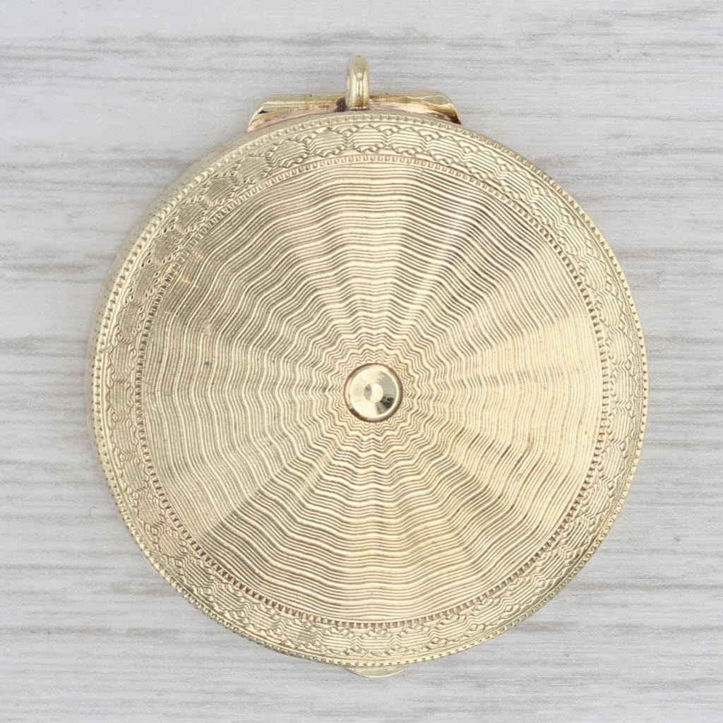 Light Gray Tiffany & Co Antique Pill Box 14k Yellow Gold Opens Ornate Pendant