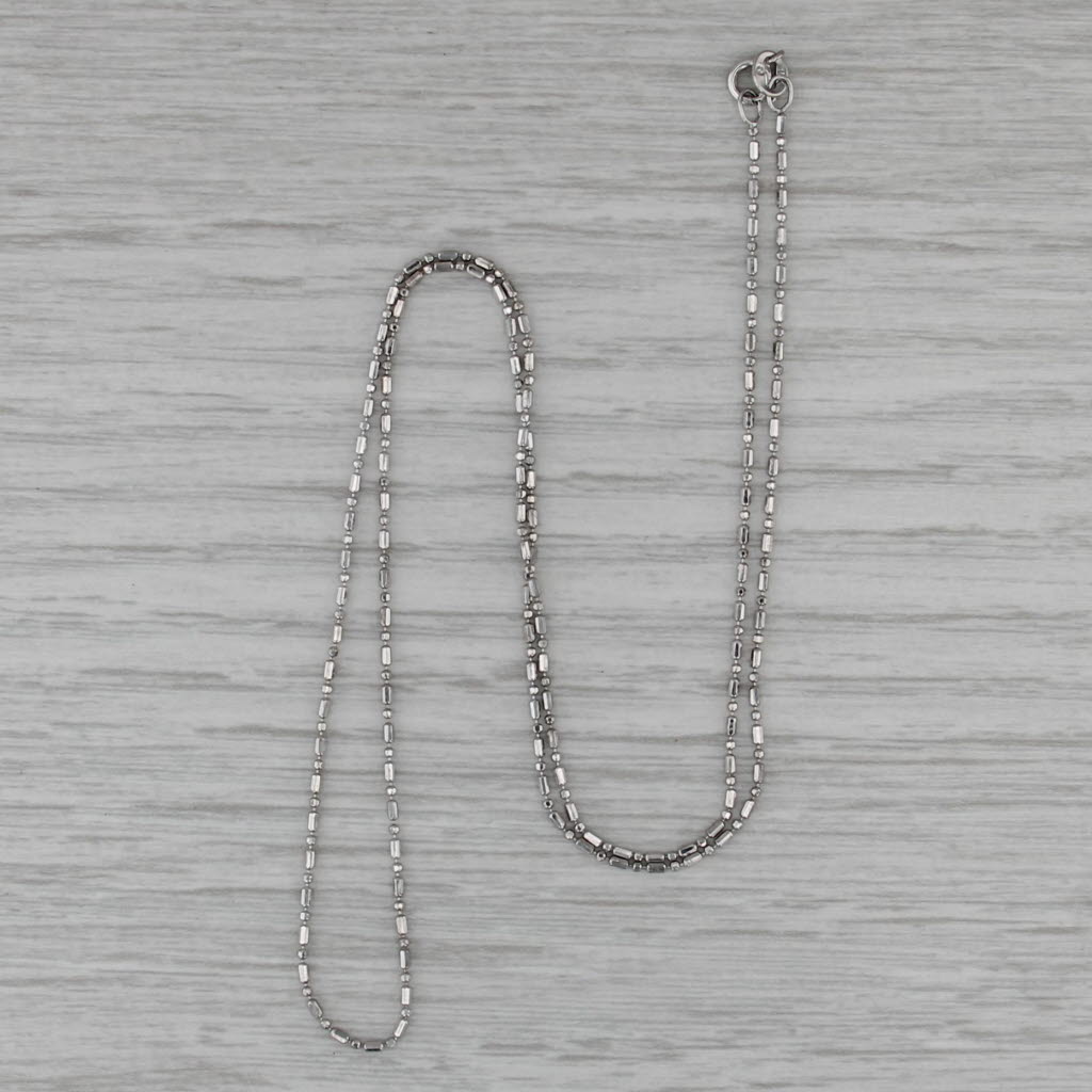Bead Chain Necklace 14k White Gold 18" 1mm