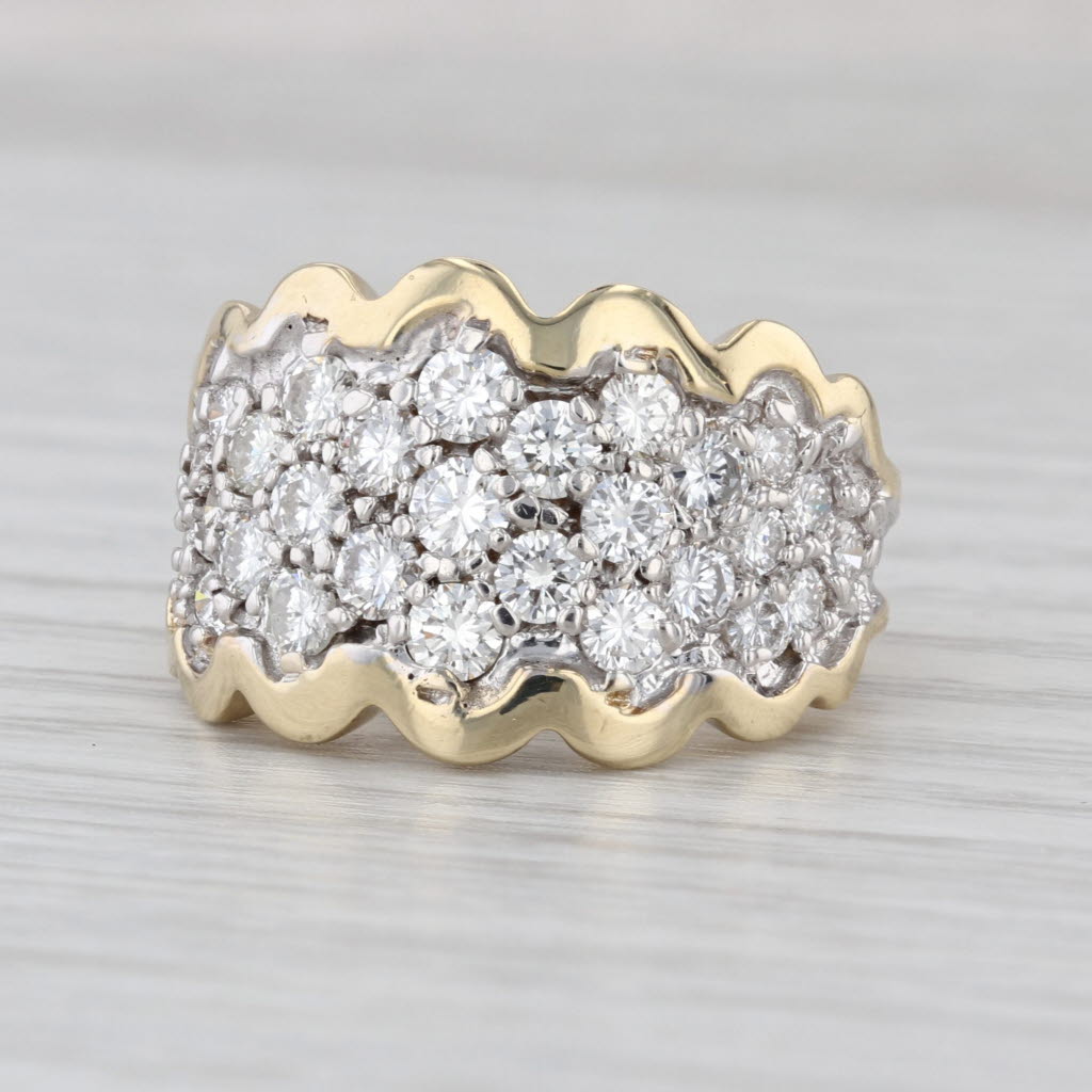 1.48ctw Diamond Cluster Ring 14k Yellow White Gold Sz 5.75 London Star Cocktail