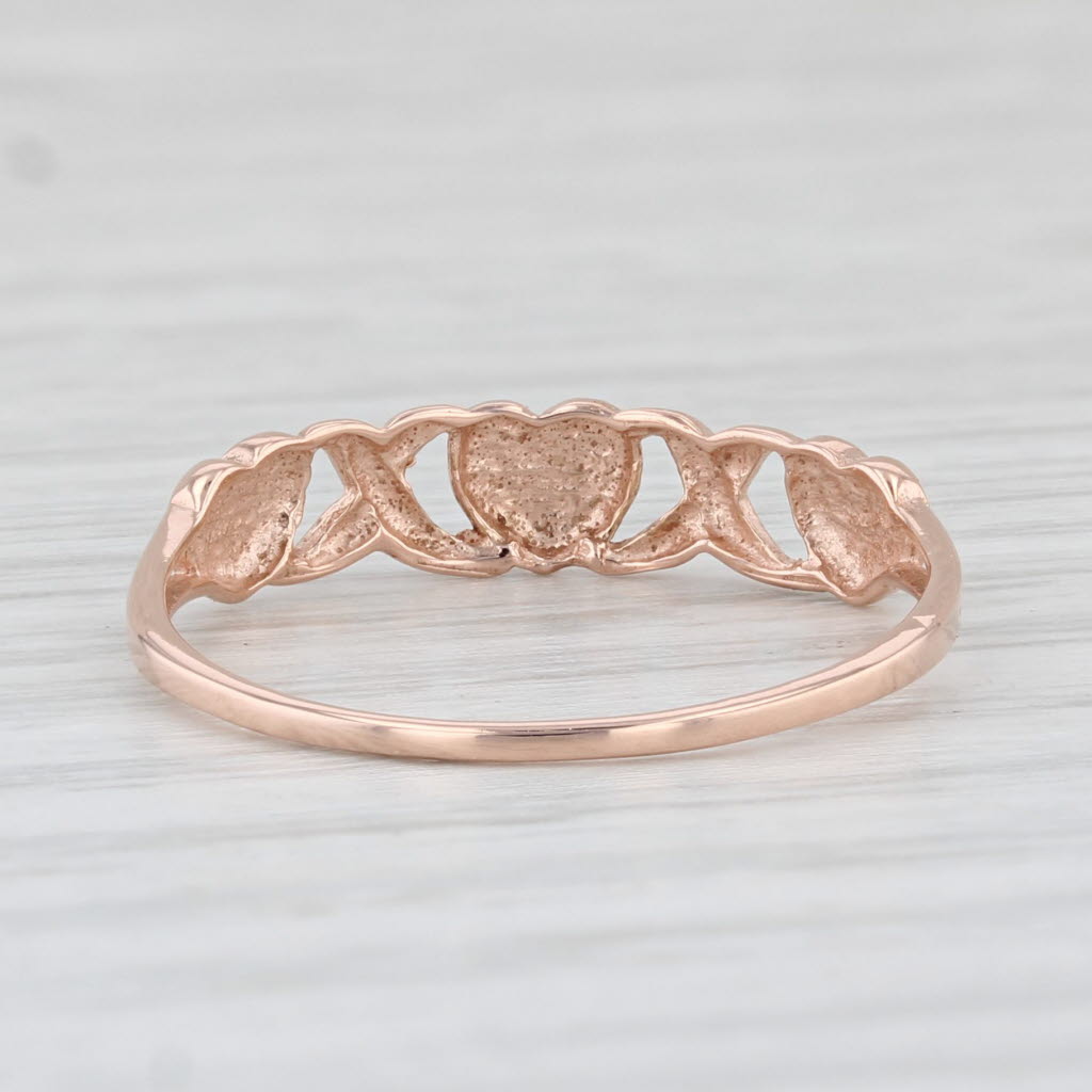 Light Gray XO Heart Ring 14k Rose Gold Size 8 Stackable Band
