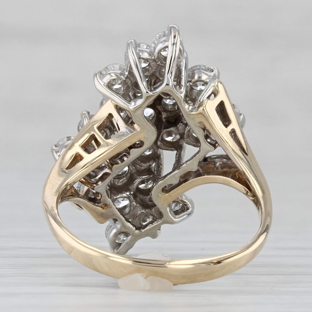 Gray 1.50ctw Diamond Cluster Ring 14k Yellow Gold Size 6.5 Cocktail