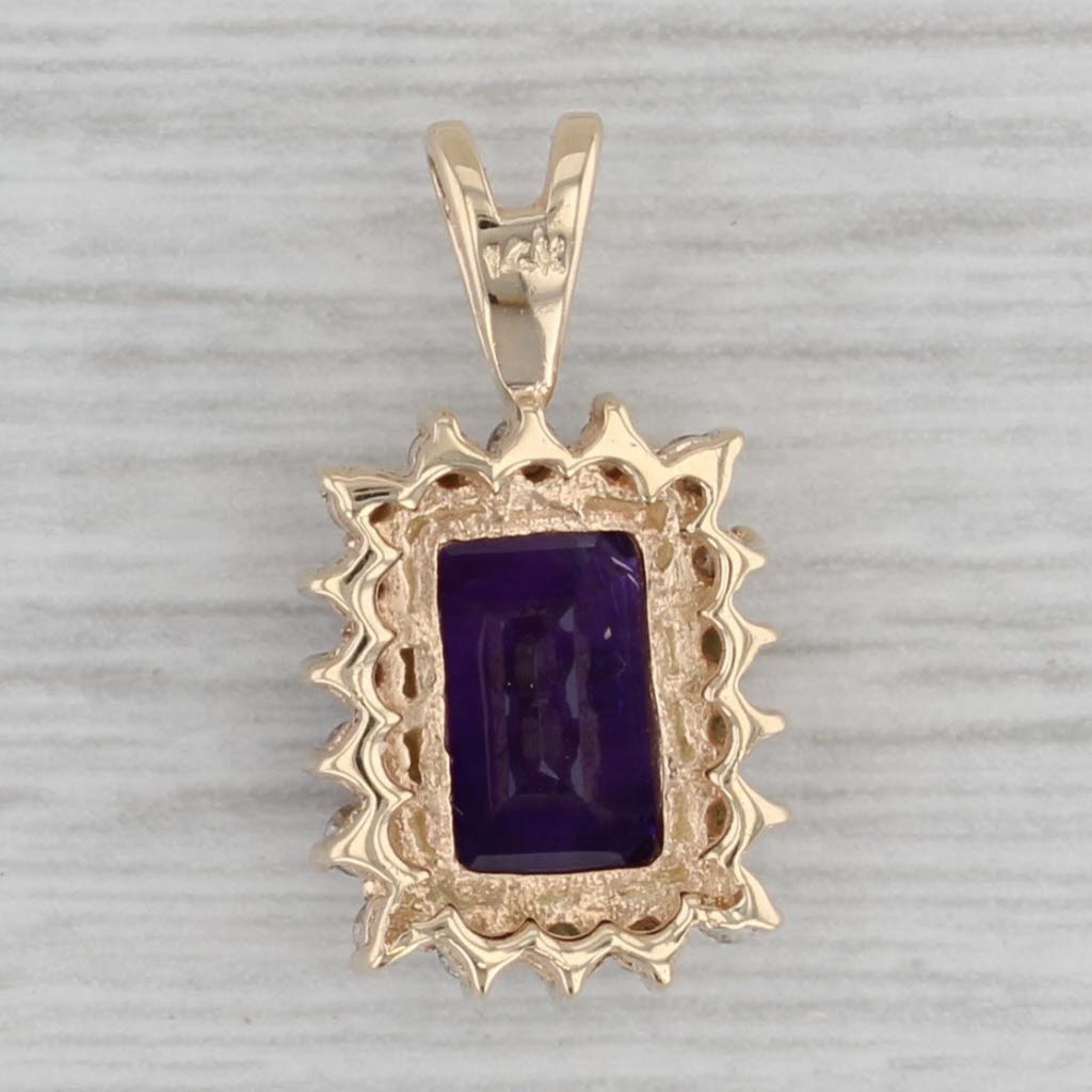 Gray 1.66ctw Amethyst Diamond Halo Pendant 14k Yellow Gold
