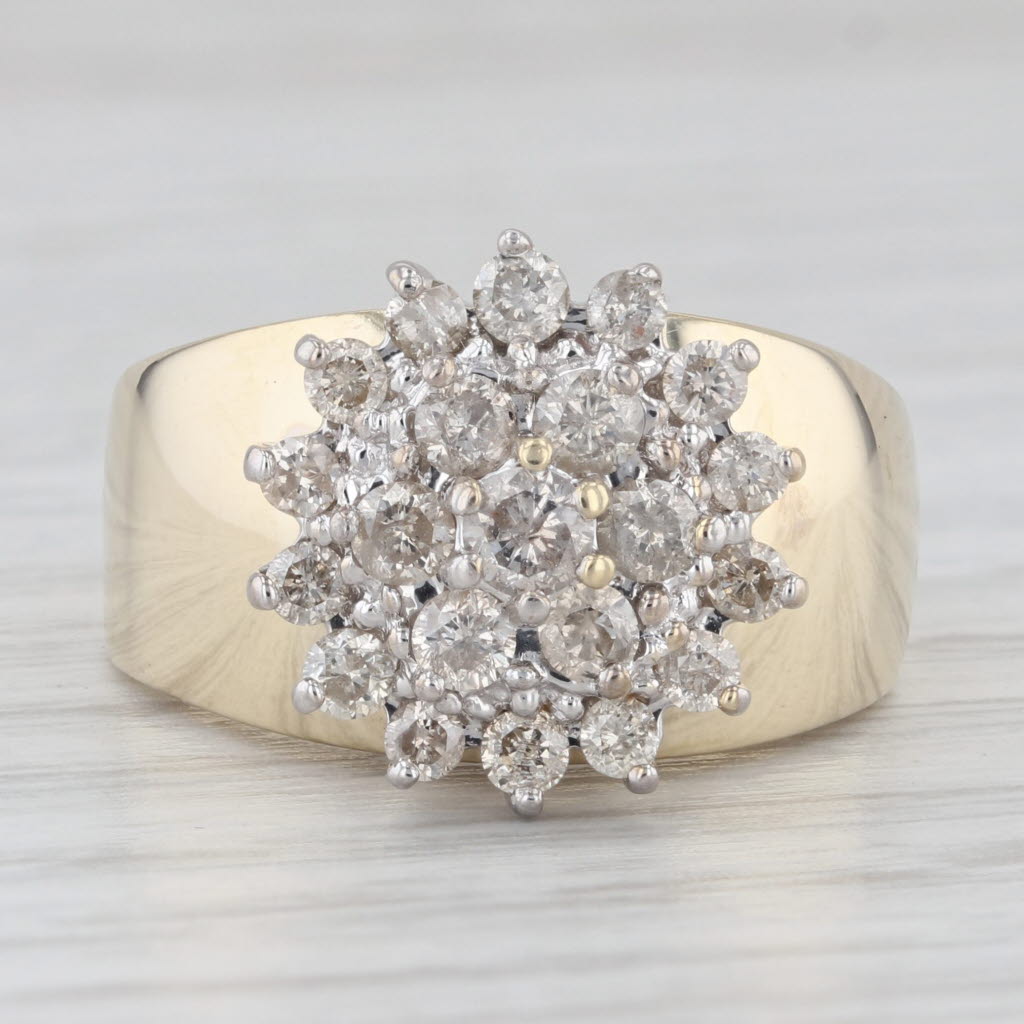 Light Gray 0.75ctw Diamond Cluster Ring 10k Yellow Gold Size 5.5 Cocktail