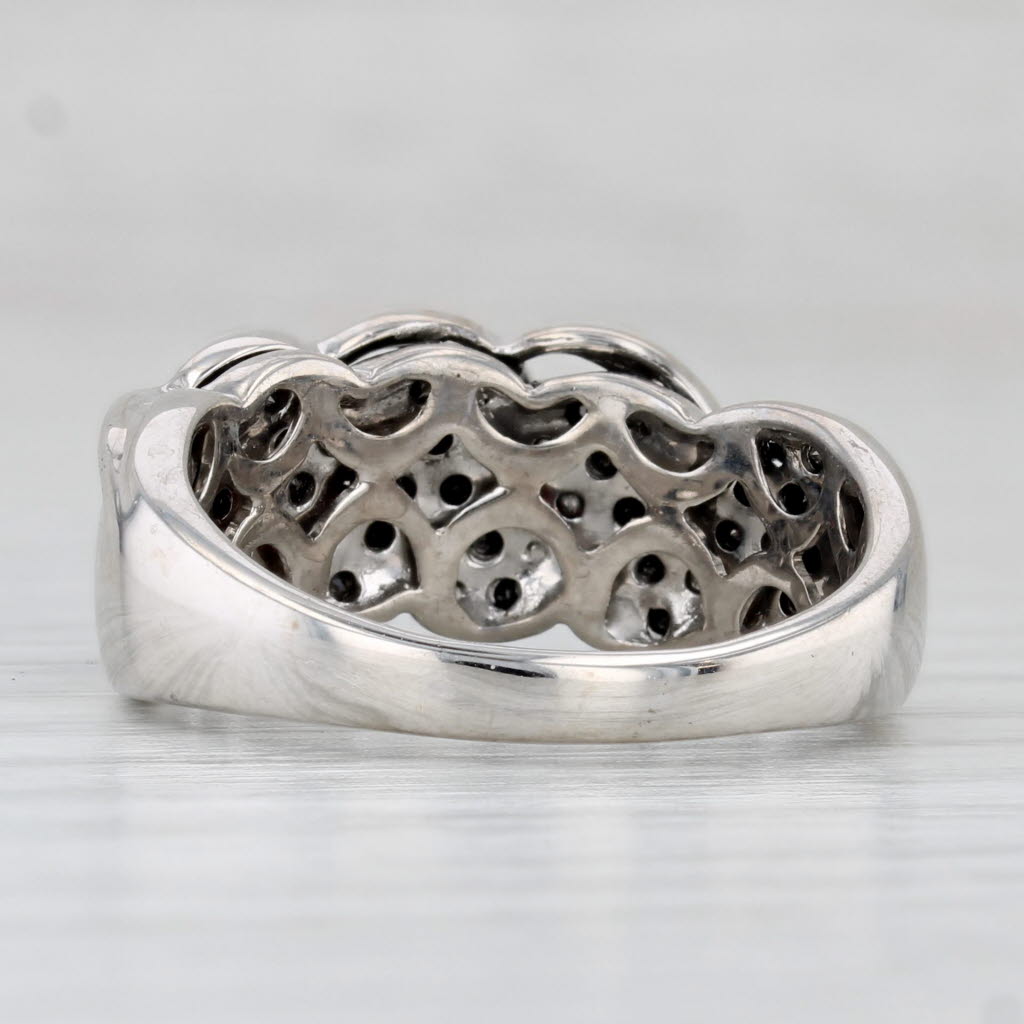 Light Gray 0.70ctw Black White Diamond Ring 14k White Gold Size 8