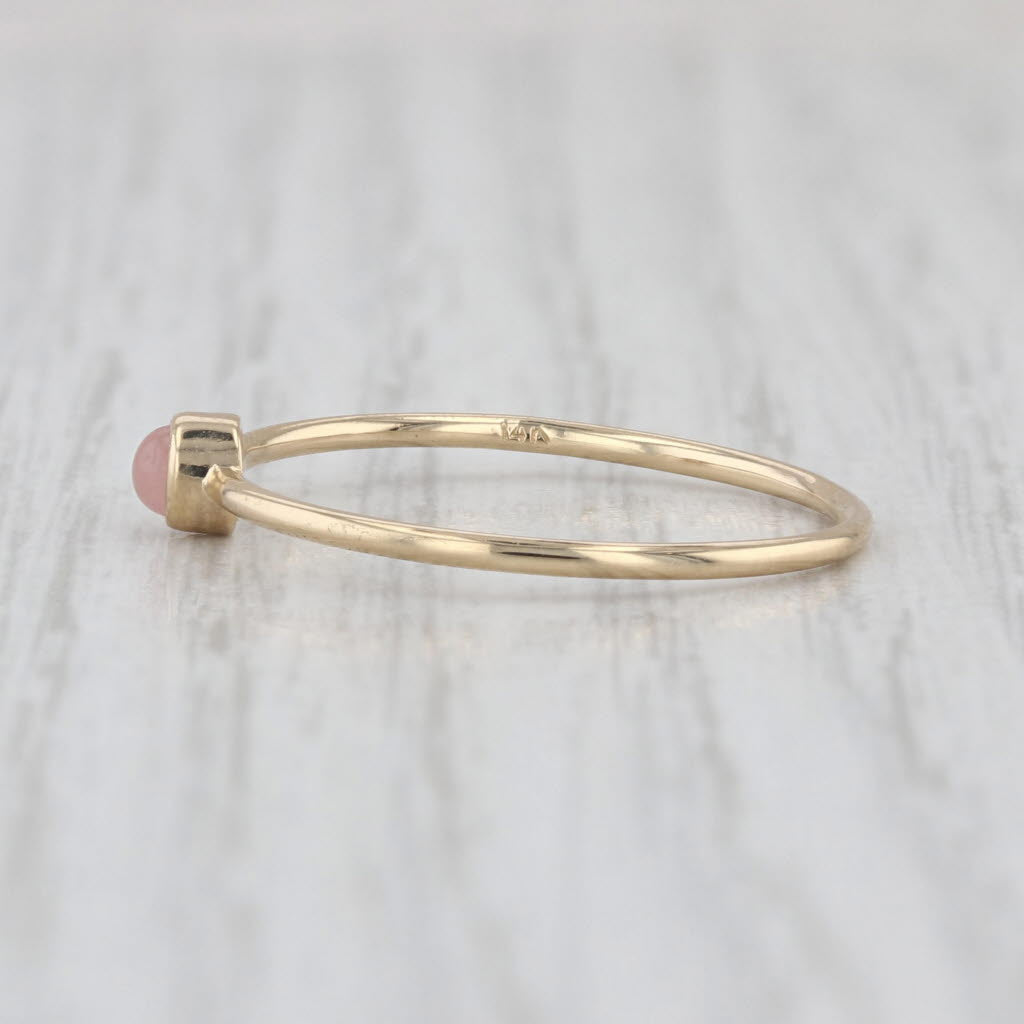 Pink Rose Quartz Solitaire Ring 14k Yellow Gold Size 9 Stackable
