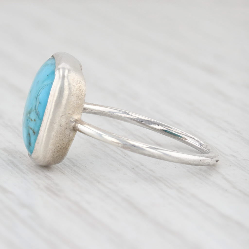 New Nina Wynn Turquoise Ring Sterling Silver Size 7 Marbled Solitaire