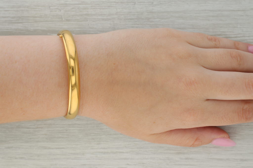 Rosy Brown Vintage Carl Art Bangle Bracelet Gold Filled 7" 8.3mm