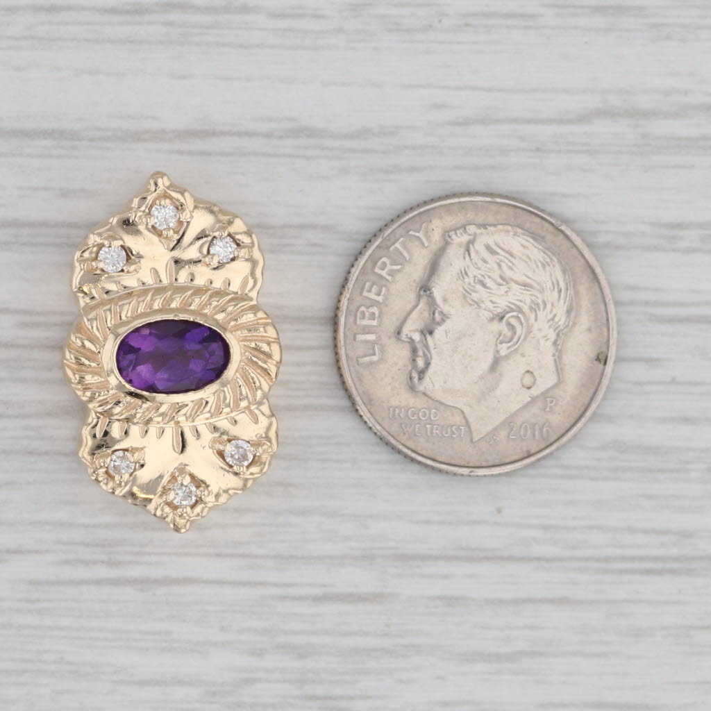 Gray Richard Klein 0.80ctw Amethyst Diamond Slide Bracelet Charm 14k Gold Vintage