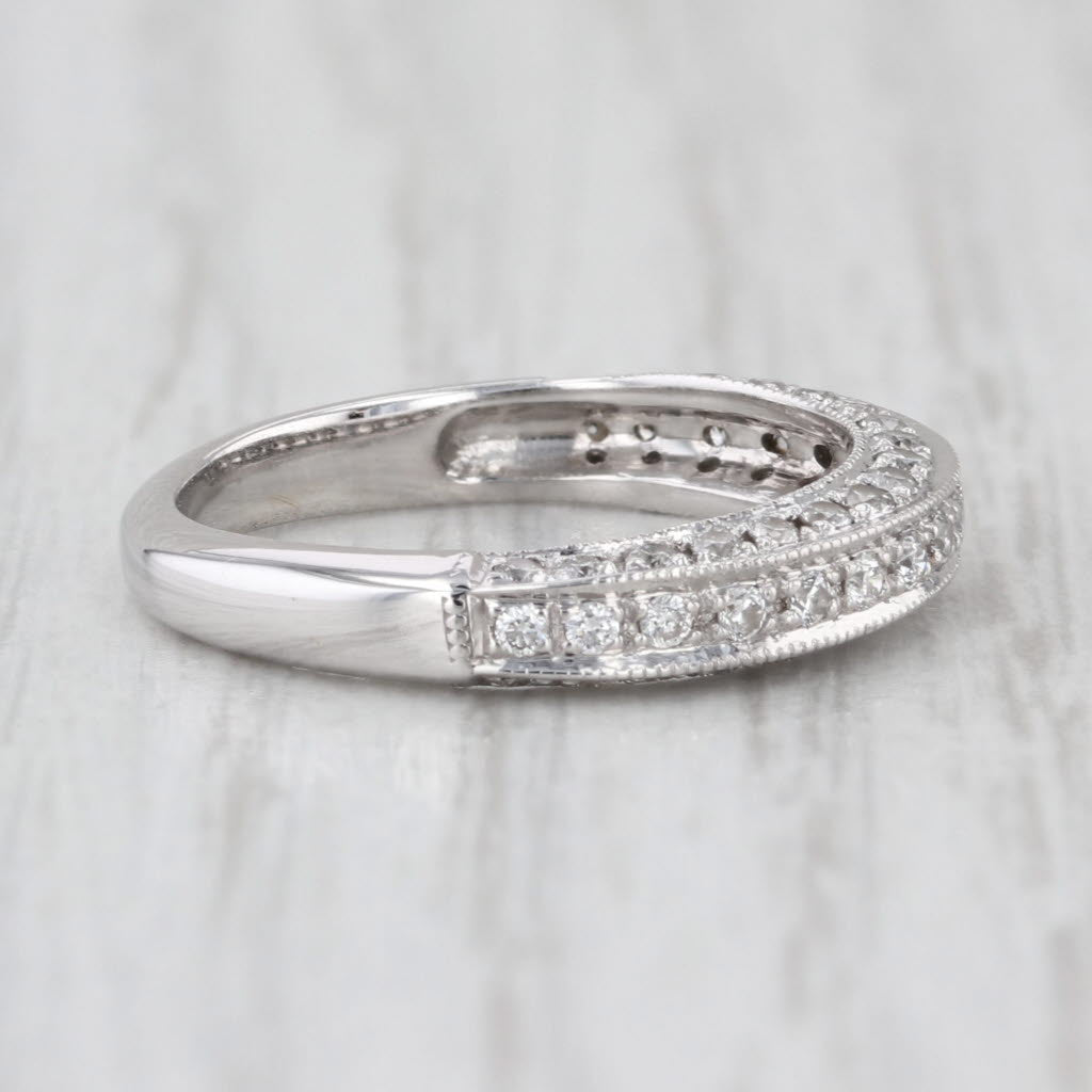 0.42ctw Diamond Wedding Band 18k White Gold Size 5 Stackable Anniversary Ring