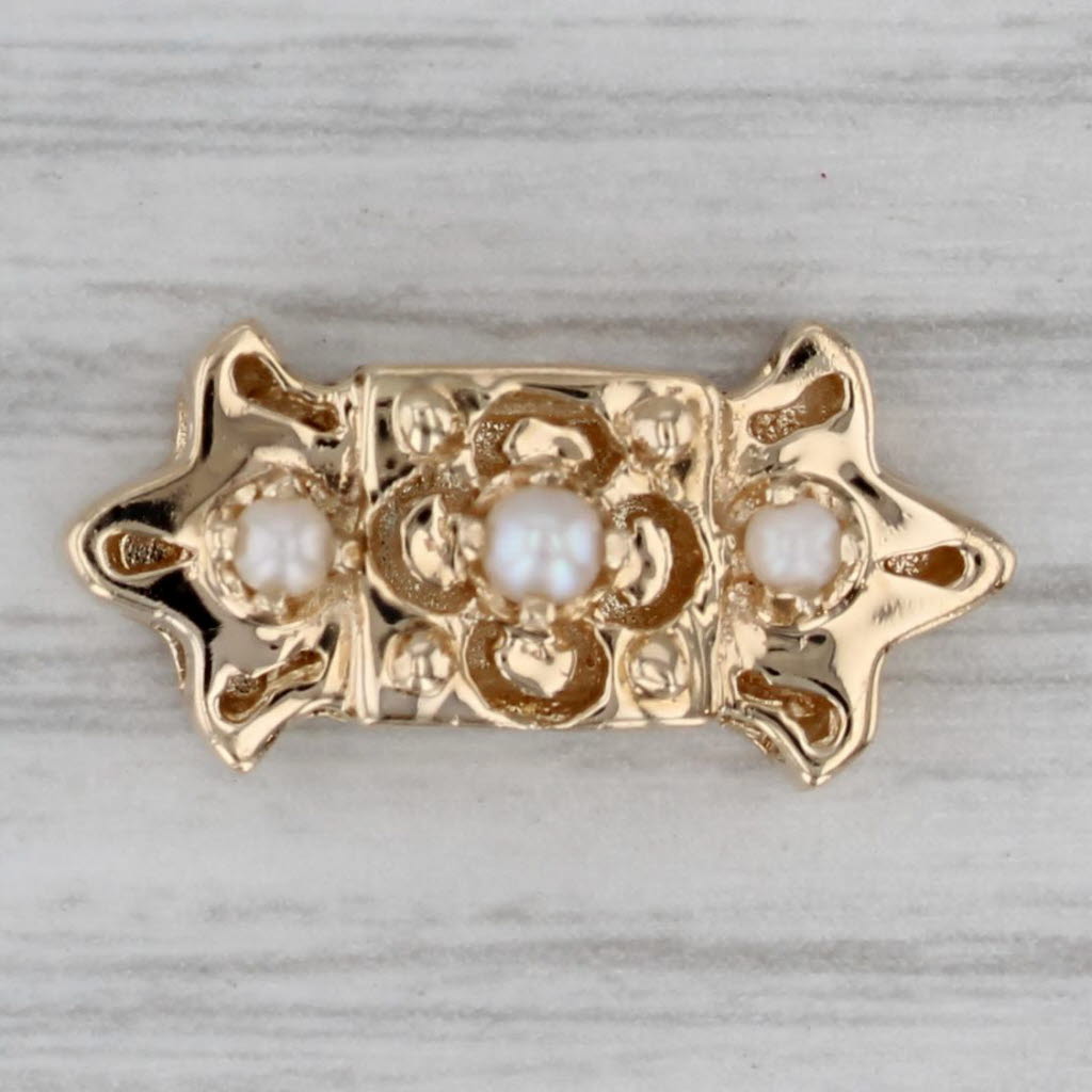 Gray Vintage Cultured Pearl Slide Bracelet Charm 14k Yellow Gold