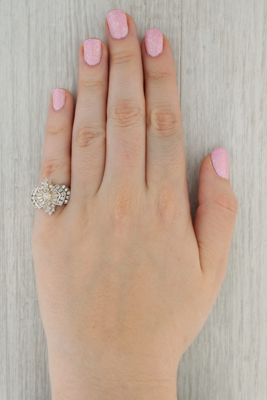 Dark Gray 1.20ctw Diamond Cocktail Ring 14k Yellow Gold Size 7.5
