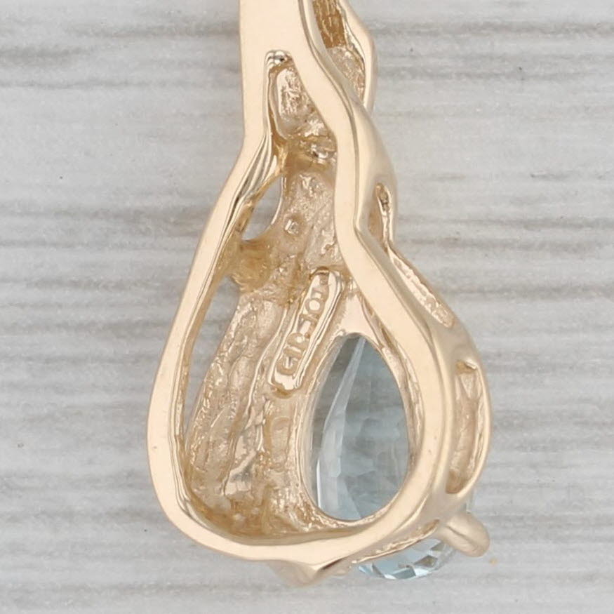 Gray 0.83ct Pear Aquamarine Teardrop Pendant 10k Yellow Gold