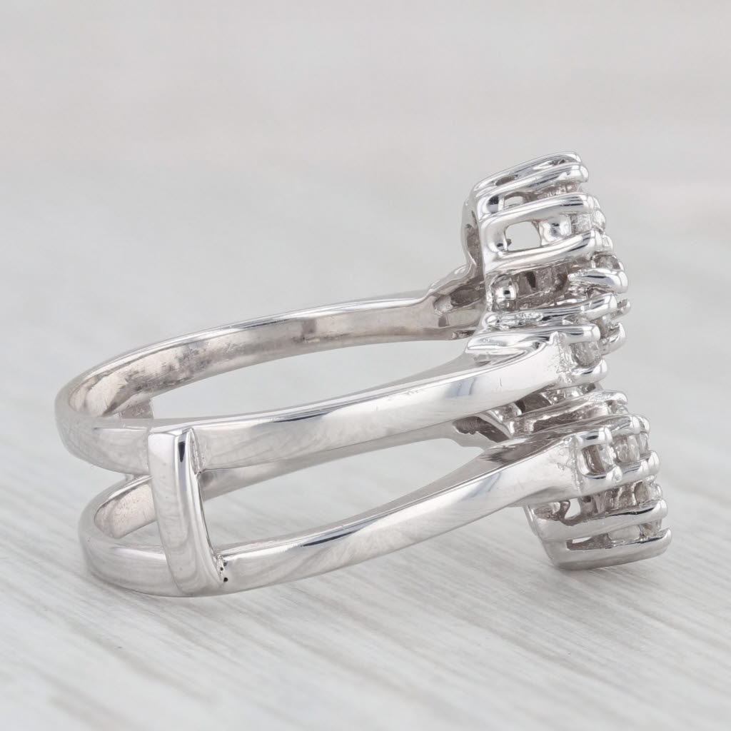 Light Gray 0.65ctw Diamond Jacket Wrap Ring 14k White Gold Size 6.25