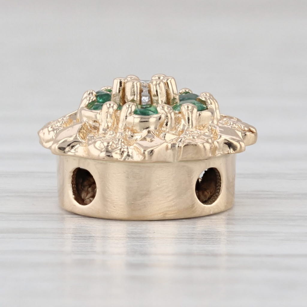 Richard Glatter 0.40ctw Emerald Diamond Slide Bracelet Charm 14k Yellow Gold
