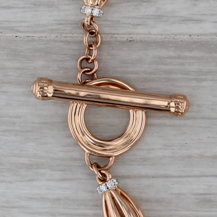 Charles Krypell Diamond Graduated Barrel Birdage Bracelet 18k Rose Gold 7.25"