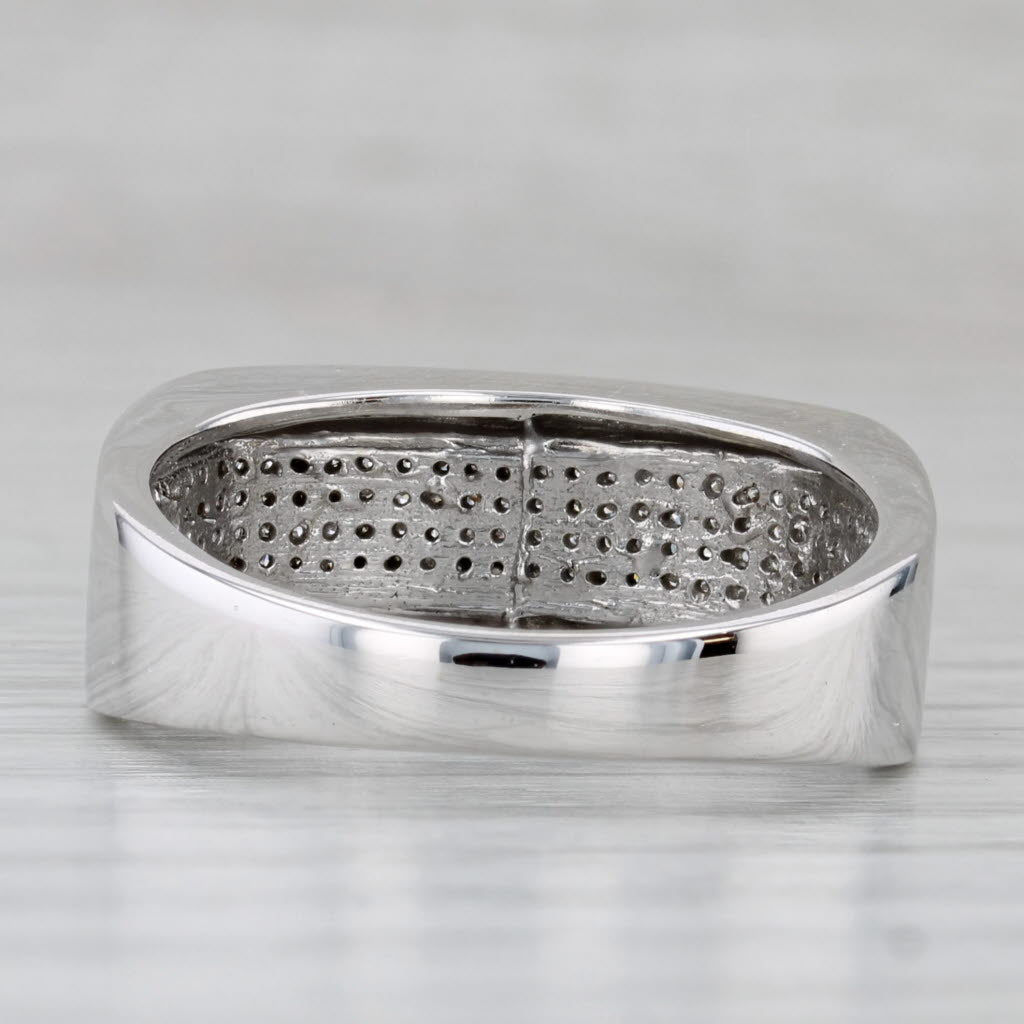 Gray 0.32ctw Diamond Men's Wedding Band 10k White Gold Size 10.5