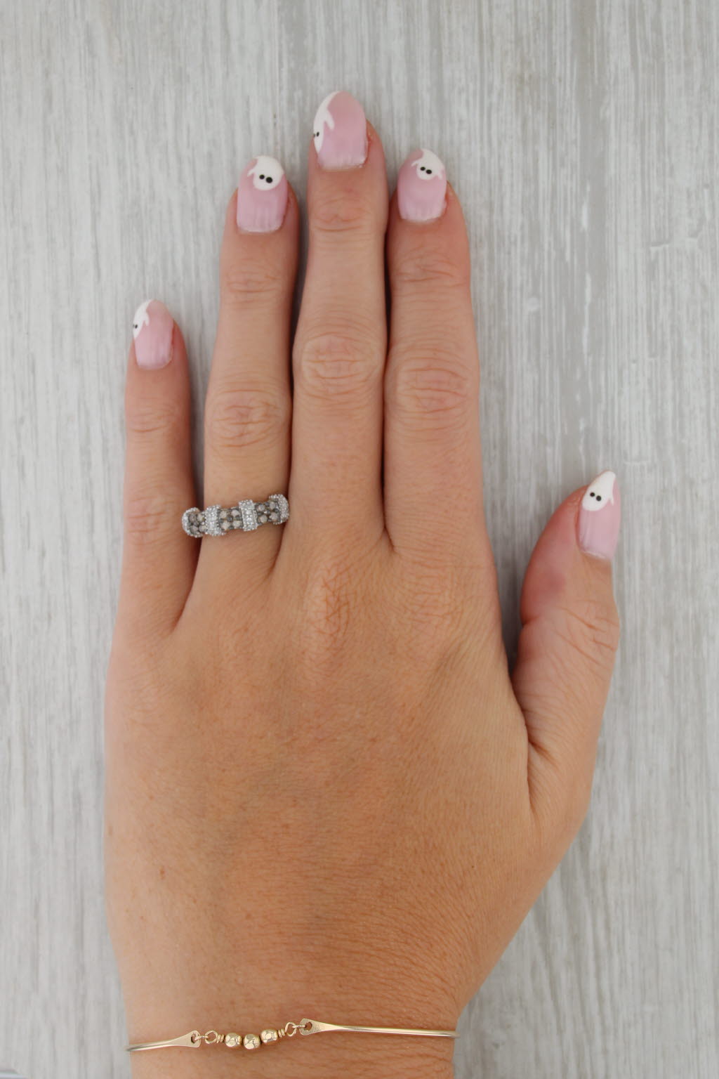 0.40ctw Champagne White Diamond Cluster Ring 10k White Gold Size 8 Wedding Band