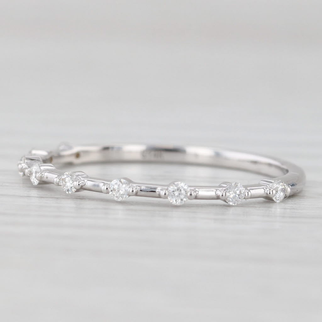 Light Gray New 0.13ctw Diamond Wedding Band 14k White Gold Stackable Anniversary Ring 6.75