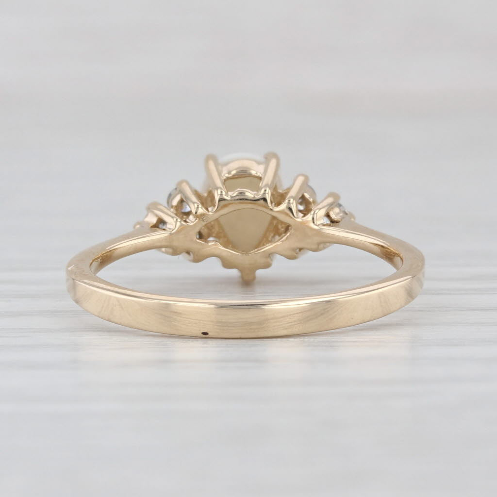 Opal Diamond Ring Pear Cabochon 14k Yellow Gold Size 7.25